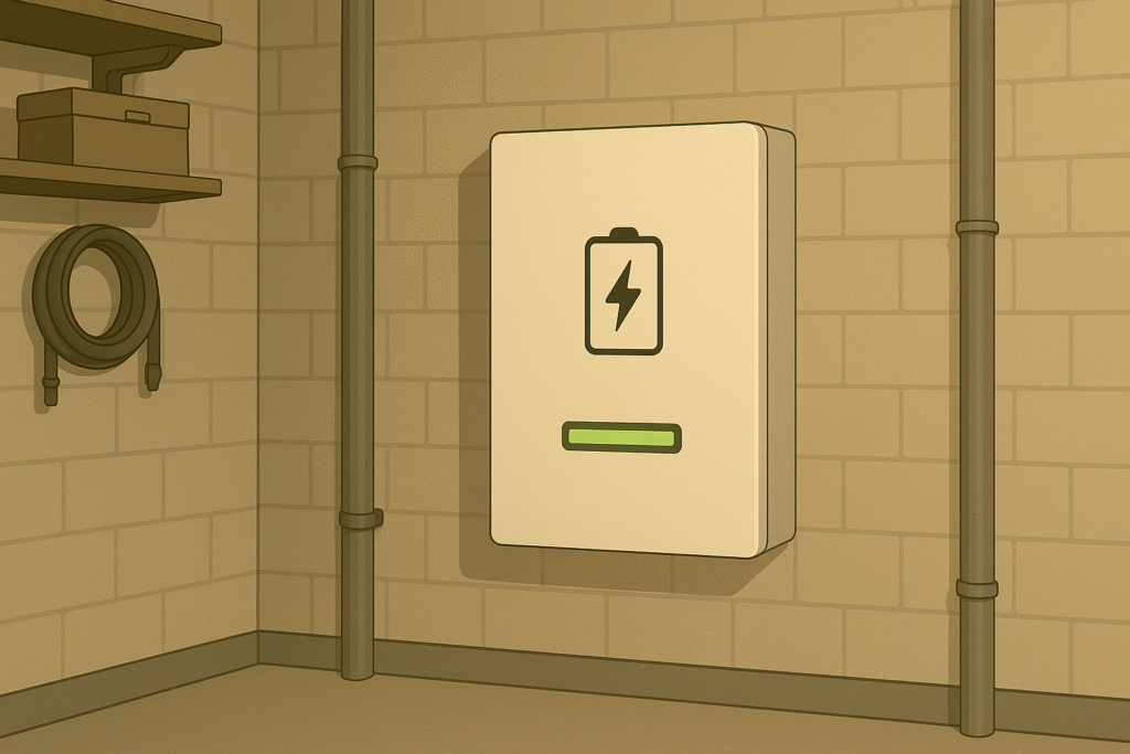 Thuisbatterij aan de muur voor opslag van zonne-energie